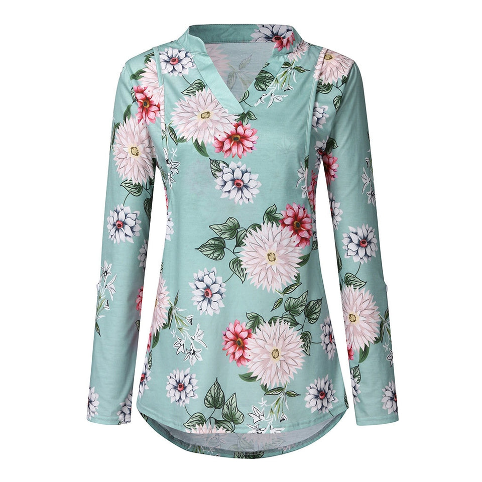 Flower V Neck Nursing Tops