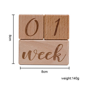 Baby Milestone Photoshoot Accessories - Handmade Engraved Wooden Blocks