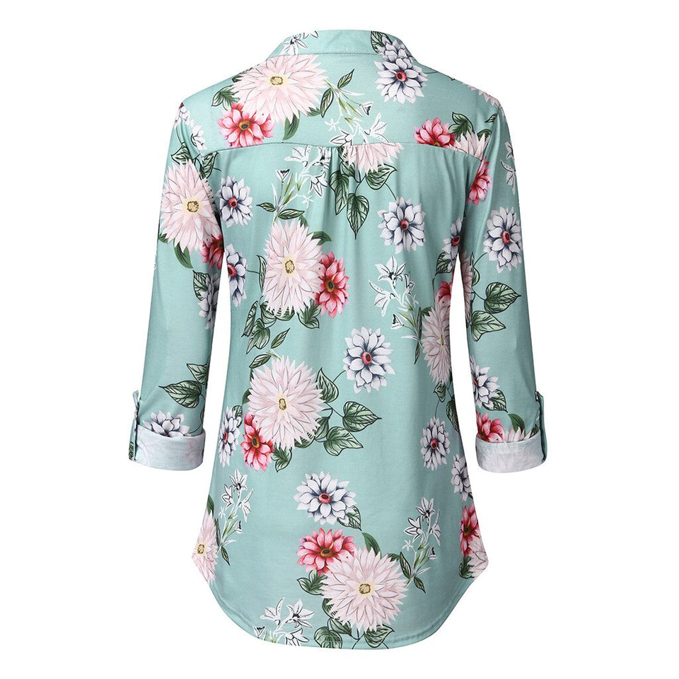 Flower V Neck Nursing Tops