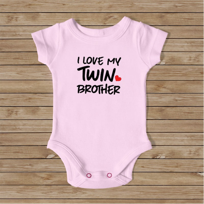 I LOVE MY TWIN SISTER and BROTHER Twins Baby Romper