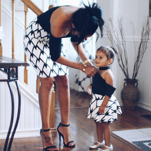 Half Sleeve Short Dress Mama And Daughter Matching Outfits