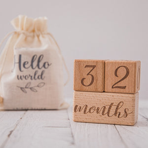 Baby Milestone Photoshoot Accessories - Handmade Engraved Wooden Blocks